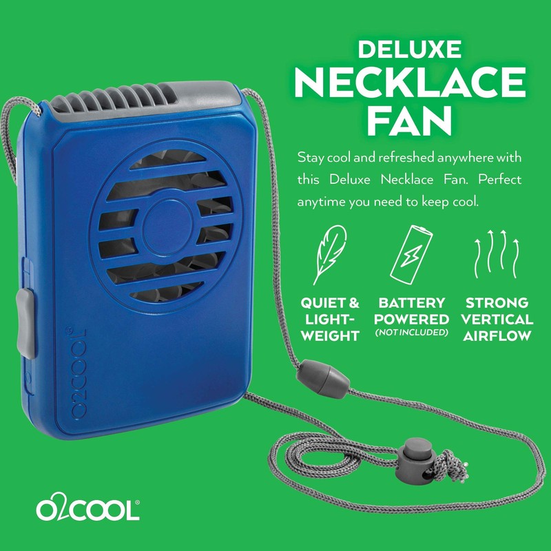 O2COOL Deluxe Personal Necklace Fan | Hands- Free, Battery Operated