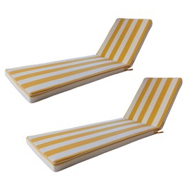 Lounge Chair Cushions Set of 2 for Outdoor Furniture 74x21x2.7 inch Premium Outdoor Chaise Lounge Cushions (Yellow+White Stripes)