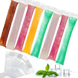 BOOSHMall Pack of 100 Popsicle Bags, Popsicle Moulds Bags, Water Ice Bags, Ice Moulds, Disposable, DIY Ice Lolly for Yoghurt, Sticks, Juice Smoothies, 5 x 28 cm