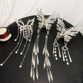 2024 Elegant Cutout Butterfly Claw Clip - Luxurious Light Luxury Hair Accessory Accessory Butterfly Pearl - Papia Maker Direct Deal 10ea