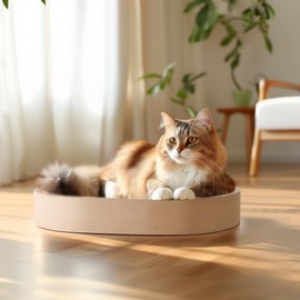 ComSaf Cat Scratching Board - Cat Scratcher for Indoor Cats, Cardboard Cat Scratch Pad Oval Cat Scratcher Bed for Kitten, Durable Cat Scratcher Bowl Circle, Furniture Protector from Cat Claws