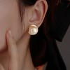 TseenYi Large Pearl Studs Earrings Gold Pearl Button Stud Earrings