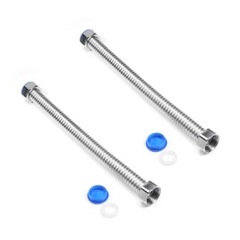 MroMax 2Pcs 3/4 Inch Faucet Hose Connector, 304 Stainless Steel Plumbing Pipe Hot Water Heater Corrugated Connectors Flexible Durable Supply Line for Bathroom 11.81 Inch Length