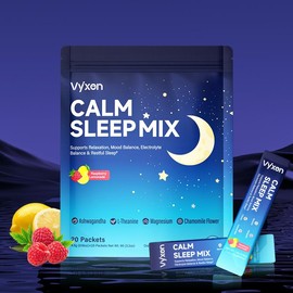 Vyxen Sleep & Calming Drink Mix - Magnesium Drink Mix with 11 Super Foods | Supports Cortisol Balance, Mood & Sleep, Helps Manage Occasional Stress – Travel Packets (20 Servings)