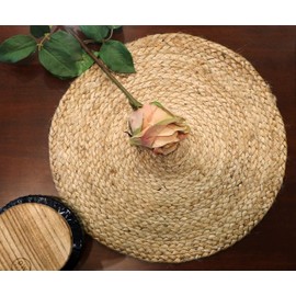 The Home Talk Rustic Round Tablemat Hand-Made Mats for Parties, Dining Table, Coasters Decorative Placemats Jute Natural Fibers, Pack of 4, 14’’ Round Diameter - Natural Jute