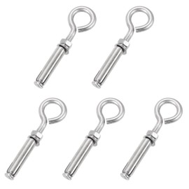 sourcing map 5Pcs M8 304 Stainless Steel Expansion Eyebolt, Closed Hook Expansion Bolt Screw Concrete Eyebolt for Wall Ceiling Concrete Masonry