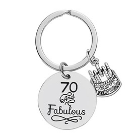 70th Birthday Gift for Women Happy Birthday Keychain 70 Year Old Gift for Women Mom Granadma Sister 70 Bday Gifts Birthday Presents - 70 and Fabulous Keychain Decorations for Women