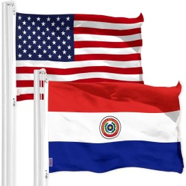 UD_G128 Combo Pack: American USA Flag 3x5 Ft & Paraguay Flag 3x5 Ft, Both Printed 150D Polyester, Indoor/Outdoor, Brass Grommets