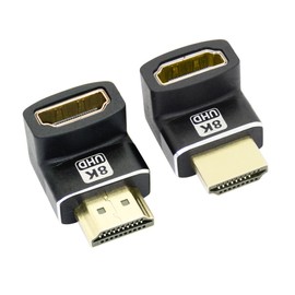 Riertostng 1Pair Right Angle HDMI Male to HDMI Female Adapter 8K, Gold Plated 90 Degree and 270 Degree, Supporting 8K@60Hz, 4K@120Hz, Suitable for Laptops, PC, Projectors, etc- 2Pcs (Up+Down)