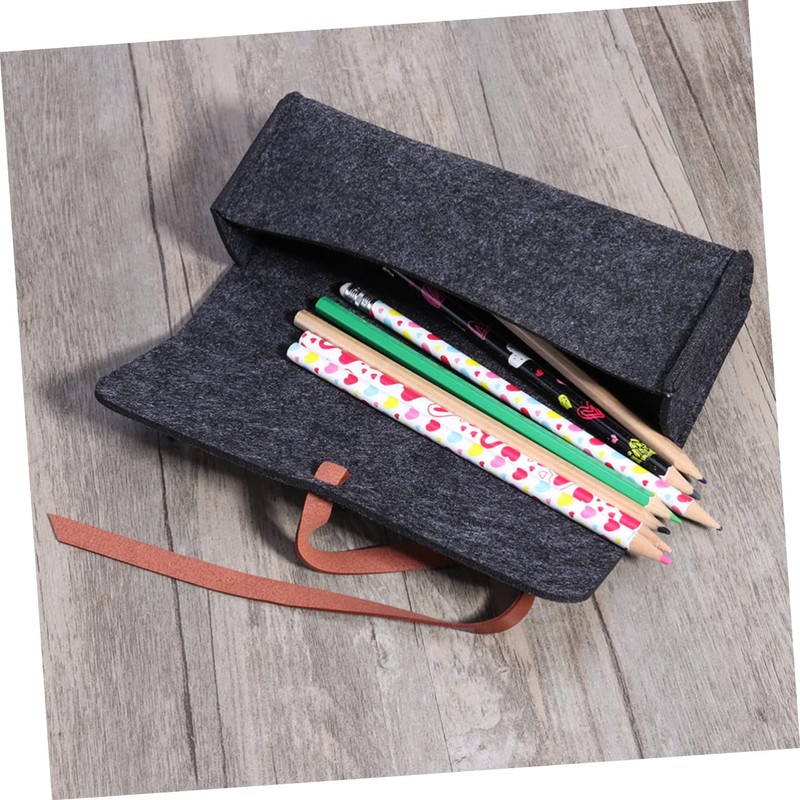 Gadpiparty 3Pcs Dark Grey Felt Makeup Bag Versatile Zipper Cosmetic
