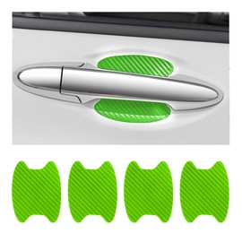 4PCS Car Door Handle Protector Sticker, Universal Carbon Fiber Anti-Scratches Auto Door Handle Protective Film, Car Door Side Paint Cover Guard Stickers Fit for Most Car Handles（Green/4PCS）