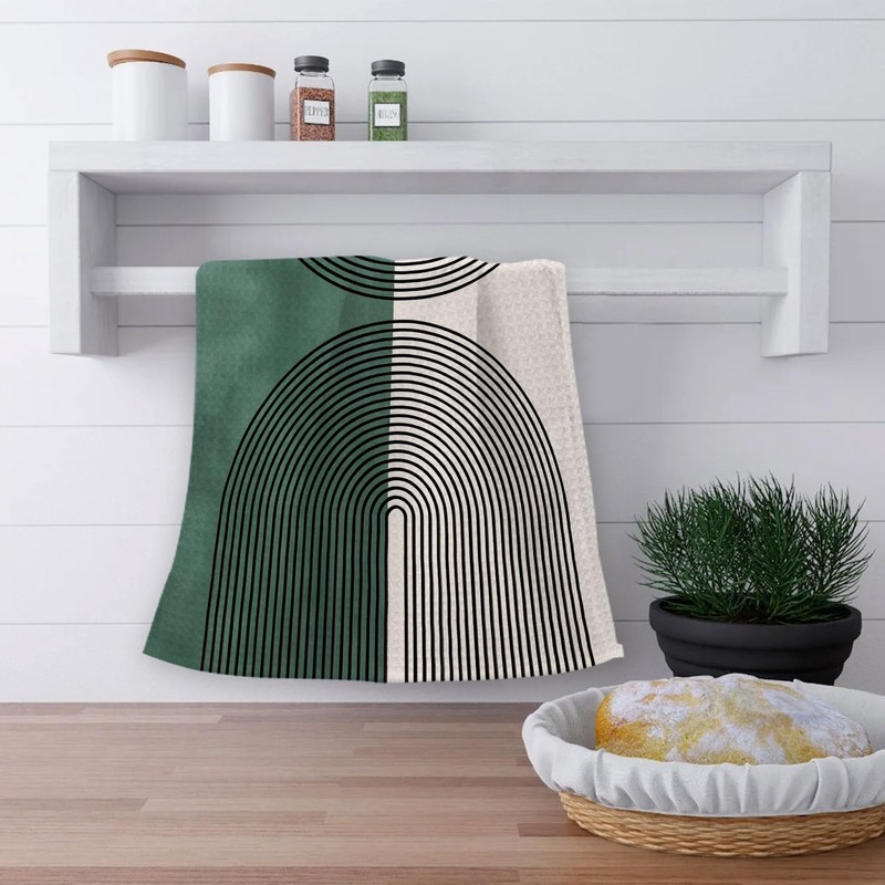 OHSUL Boho Kitchen Towels, Green Boho Decorative Hand Towels, Boho