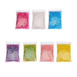 DICOSMETIC 7 Bags 140 g Bingsu Beads for Slim Iridescent Soft Straw Tube Beads 3D Plastic Beads Assortment Crunchy Microbeads Supplies 1 Colour/Bag
