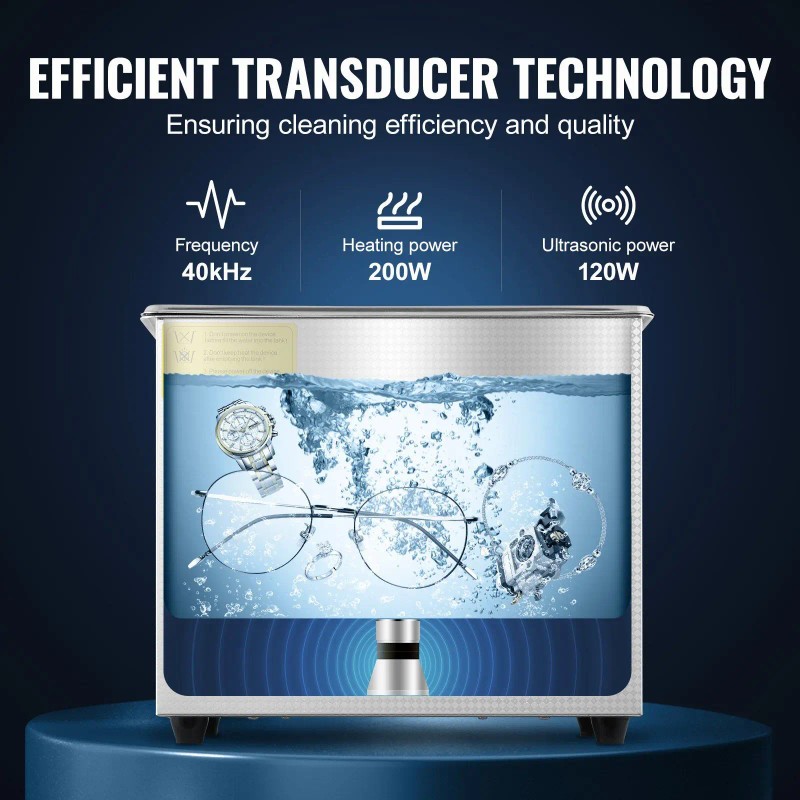 For Electric Digital 40kHz Ultrasonic Cleaner 3L Stainless Steel Heated