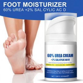ASMAYSA 60% Urea Foot Cream with Jojoba Oil & Aloe Vera - Extra Strength Foot Moisturizer for Dry Cracked Feet & Heels - Nourishing Urea Cream for Callused Skin - 50ML Press Pump Design