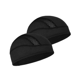 MELASA Cooling Cycling Hat Under Helmet, Mech Breathable Helmet Liner Skull Cap, Cycling Helmet Hat, Running Hat, Sports Functional Hat for Men and Women, Fits Under Helmets, Black & Black