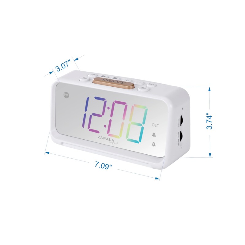 ZAPALA Expert Mulitcolor Alarm Clock for Bedroom, 2 Alarms Loud