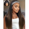 YIROO Headband Human Hair Wig Ombre Brown Yaki Straight Glueless