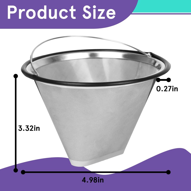 #4 Stainless Steel Coffee Filter Compatible with Technivorm Moccamaster KBGV,
