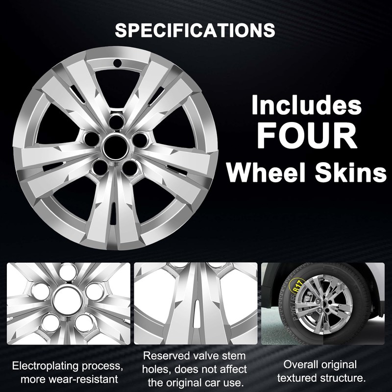 TULALUX Wheel Skins Compatible with Chevy Equinox 2010-2017; 17 inch