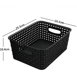 Bee Vibes Cestas de Almacenamiento - 4 Pack | Canastos Plásticos Multiusos | Organización para Cocina, Baño, Lavandería, Garage y Cajones | Negro y Gris