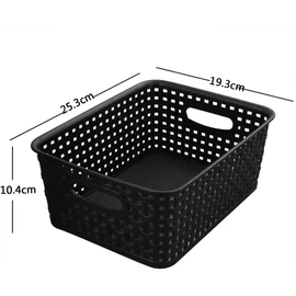 Bee Vibes Cestas de Almacenamiento - 4 Pack | Canastos Plásticos Multiusos | Organización para Cocina, Baño, Lavandería, Garage y Cajones | Negro y Gris