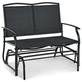 Byroce 2-Person Patio Outdoor Glider Bench, Double Swing Loveseat Rocker with Heavy Duty Metal Frame, 400 LBS, Rocking Chair for Backyard, Balcony, Garden, Poolside, Deck, Front Porch (Black)