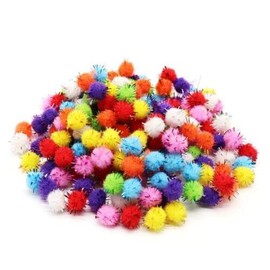 EliteKoopers 10MM Glitter Pom Pom Sparkle Balls Pompoms Embellishments for Christmas Craft/Party Decoration (Mixed 100pcs)