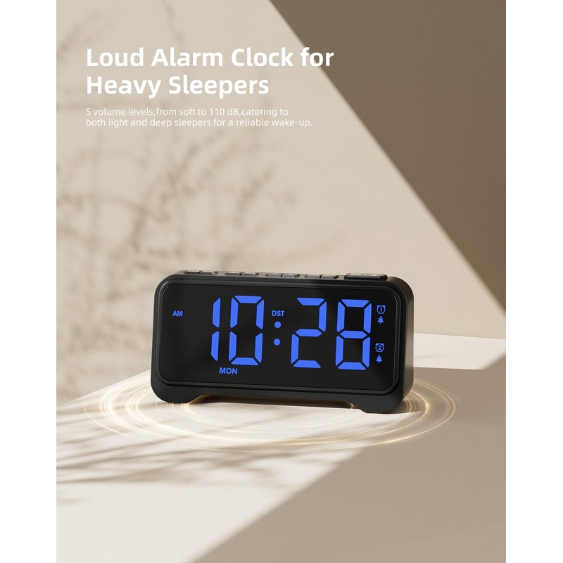 Alarm Clocks Bedside with Night Light, Digital Clock for Living
