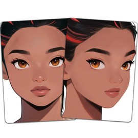 DELORIGIN 2Pcs Face Painting Practice Board A4 Reusable Makeup Paint Practice Boards Face Painting Exercise Template Stage Makeup Exercise Tool Supplies for Beginner(Black Red Hair Women)