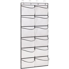 KIMBORA Over The Door Shoe Organizer 12 Large Mesh Pockets Boots Hanging Storage Shoe Rack for Closet White