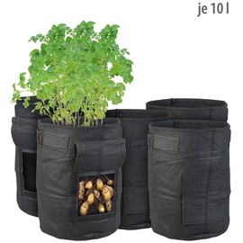 Royal Gardineer Plant Bags: Set of 5 Plant Grow Bags, 10L Each, Carry Handles, Viewing Window (Plant Bag with Harvest Window, Plant Grow Bags with Handles, Waterproof Bags)