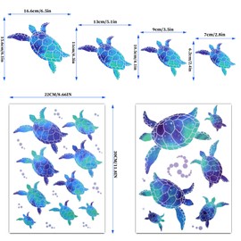 Qianyu Pack of 27 Sea Turtles Wall Stickers Decoration Bathroom Stickers Removable Waterproof Wall Decoration Vinyl Wall Stickers for Home, Living Room, Wall, Bathroom