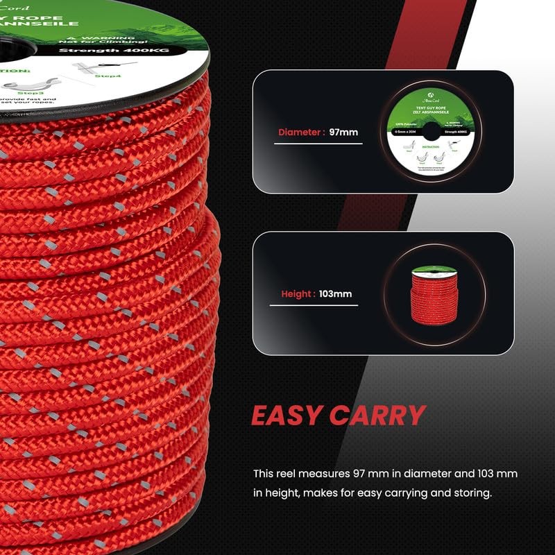Abma Cord Tent Guy Ropes 5mm 30M Guy Line 6
