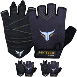 Mytra Fusion Weight Lifting Gym Gloves for Men & Woman with Anti Slip Palm, and Maximum Hand Safety, for Weightlifting, Training and Fitness (Black/Grey, L)