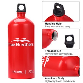 Sunydog 1.5L Aluminum Oil Fuel Bottle Alcohol LPG Oil Container for Camping Hiking Backpacking