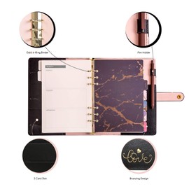 Guokichy Regenerated Leather Journal Travel Composition Notebook Filofax Planner Organiser Personal Memo (Blackgold, A5)