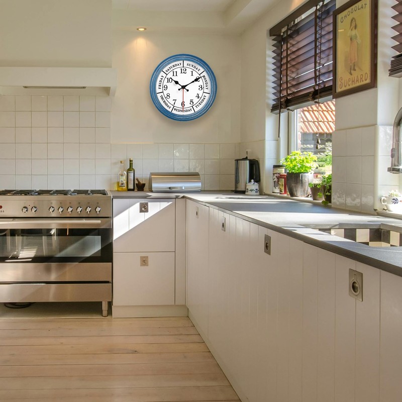 JENLYSTIME 12 Inch Retro Wall Clock,Classic Day of The Week