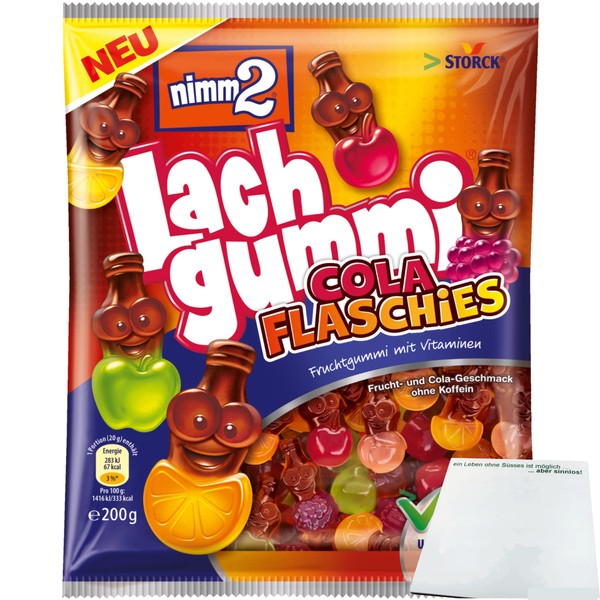 nimm2 Laughing Gum Cola Bottles (200 g Bag) + usy