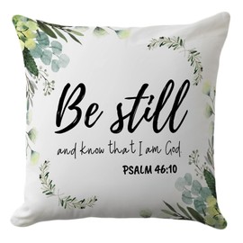 Feranovian Bible Verse Pillow Cover 18x18 – Be Still and Know That I Am God Psalm 46:10 Throw Pillow Case – Christian Scripture Cushion Cover for Couch, Bed, Prayer Room, Faith Decor