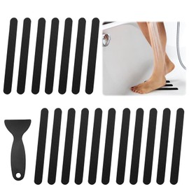 Coufce Bathtub Stickers Non Slip, Black Anti Slip Shower Strips Tubs Safety Shower Treads, Adhesive Sticker for Bathroom Bathtub, Shower Floor, Ladders with Scraper (24Pcs)
