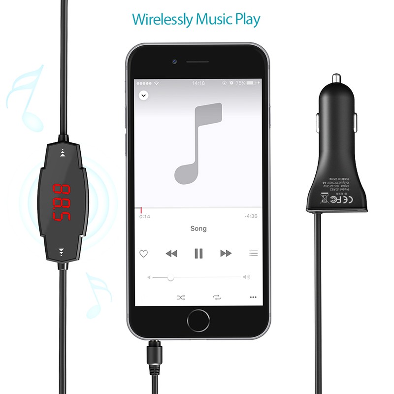 dodocool Wireless FM Transmitter Radio Car Kit with Hands-Free Function