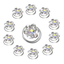 TUUXI 84pcs Rhinestone Crystal Twisters Set 0.5 Inch Spiral Hair Pins Swirl Hair Twists Coils Silver Clear Flower Hair Clips Hair Accessories for Wedding Bridal Prom Party