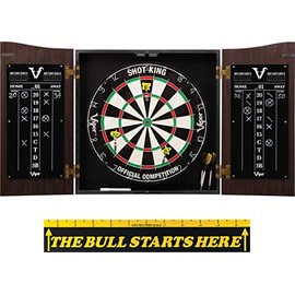Viper Vault Cabinet with Shot King Sisal Dartboard & The Bull Starts Here Throw Line Marker