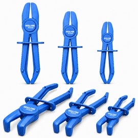 Hose Pinch Off Pliers, 6-Piece fuel line clamp Set, Straight and 90-degree elbow types for Flexible Brake, Fuel, Coolant and Radiator Hoses