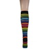 Macahel Ladies Girls Striped Knee high Socks 4-8 (Dark Rainbow)