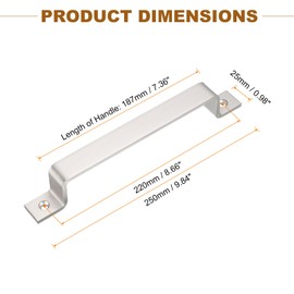 sourcing map 1 Pcs Barn Door Handle, 9.8 Inch Gate Handle, Door Pull Handle with Screws for Sliding Door Cabinet Closet Drawer Garage Shed, Silver