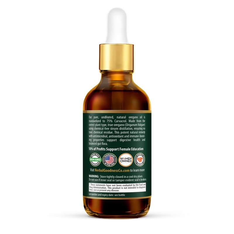 Herbal Goodness Organic Oil of Oregano Drops – 75% Carvacrol