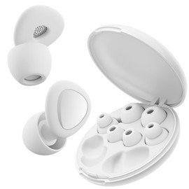 Ultra-Comfy Reusable Ear Plugs - 45dB SNR Noise Cancelling Earplugs for Sleep, Deep Focus, Travel, Sensitivity | Flexible Hearing Protection | Customizable Fit | 8 Pairs Ear Tips in XS/S/M/L-White