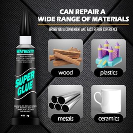 Super Glue Gel, All-Purpose Superglue Strong Adhesive Clear Glue for Wood,Rubber,Leather, Hard Plastic, Metal, Shoe, Repair Super Glue with Hole Opener 8PCS